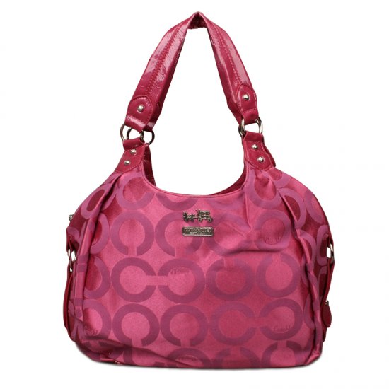 Coach Legacy Logo Signature Medium Fuchsia Hobo ENP | Women